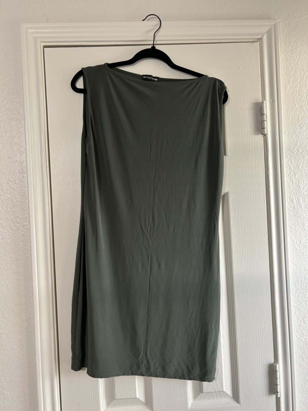 PrettyLittleThing One-Shoulder Olive Green Shift Dress